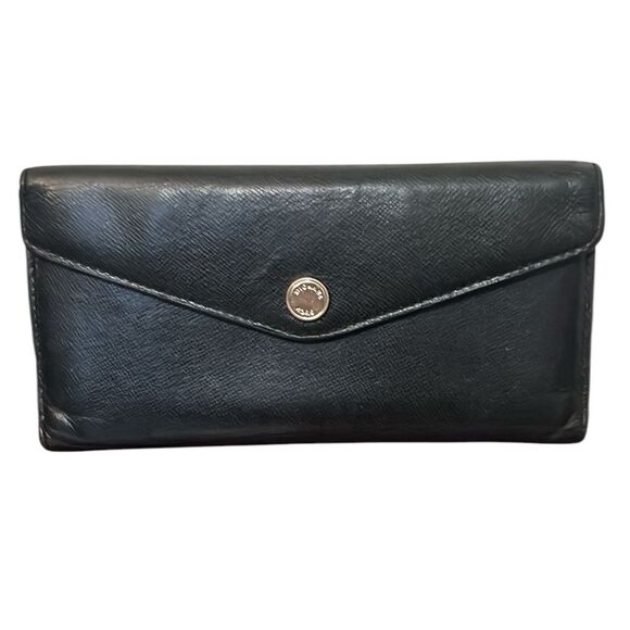 Michael Kors Trifold Black Leather Envelope Card Holder Envelope Wallet Vtg? - Picture 1 of 9